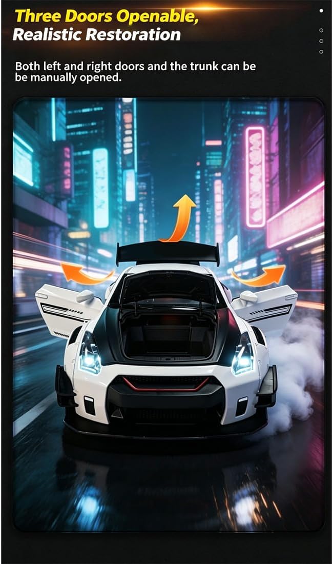 RC Sports Car Alarm Clock, LED Display & Lighting, White image 4