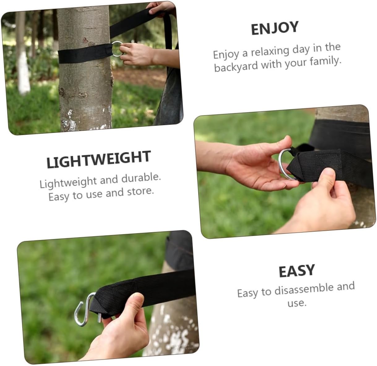 6pcs Adjustable Nylon Tree Swing Hanging Straps with Heavy Duty S Hooks and Reinforced Ropes for Outdoor Hammock and Swing Hanging Kit