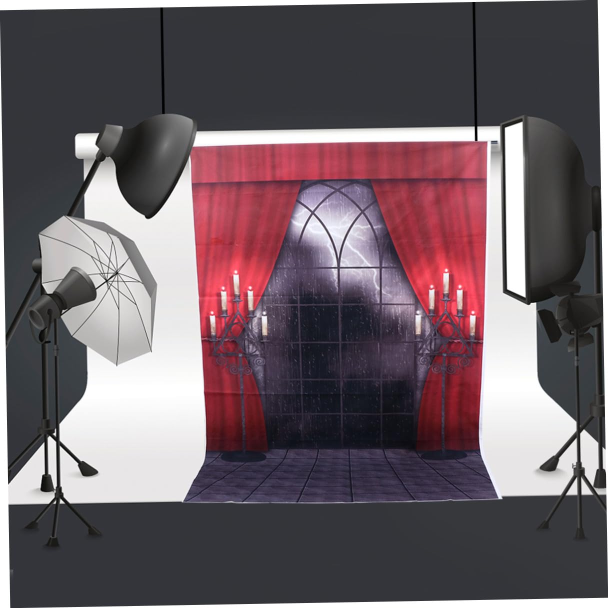 Ipetboom Sfondo Spaventosa Fotografico di Rosso in e Halloween Motivo Vinile Realistico Tridimensionale Decorazione Murale per Feste