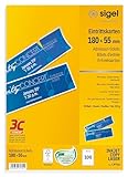 SIGEL Lp714 Lot de 100 Billets Personnalisables Livrés en Planche 20 Feuilles 180 X 55 Mm 225G/M² Blanc