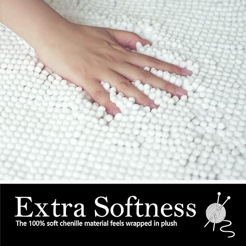 Miniatura 7 de AINAHYVA Juego de 2 tapetes de baño de chenilla, superabsorbentes, parte trasera antideslizante de PVC, tapetes de baño para baño, felpa peluda,