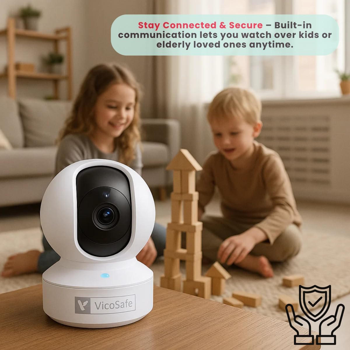 VicoHome CA48 Indoor Security Camera – 3K WiFi Pet & Baby Monitor, 360° Pan/Tilt, Night Vision, Motion Detection, Two-Way Audio, Works with VicoHome App
