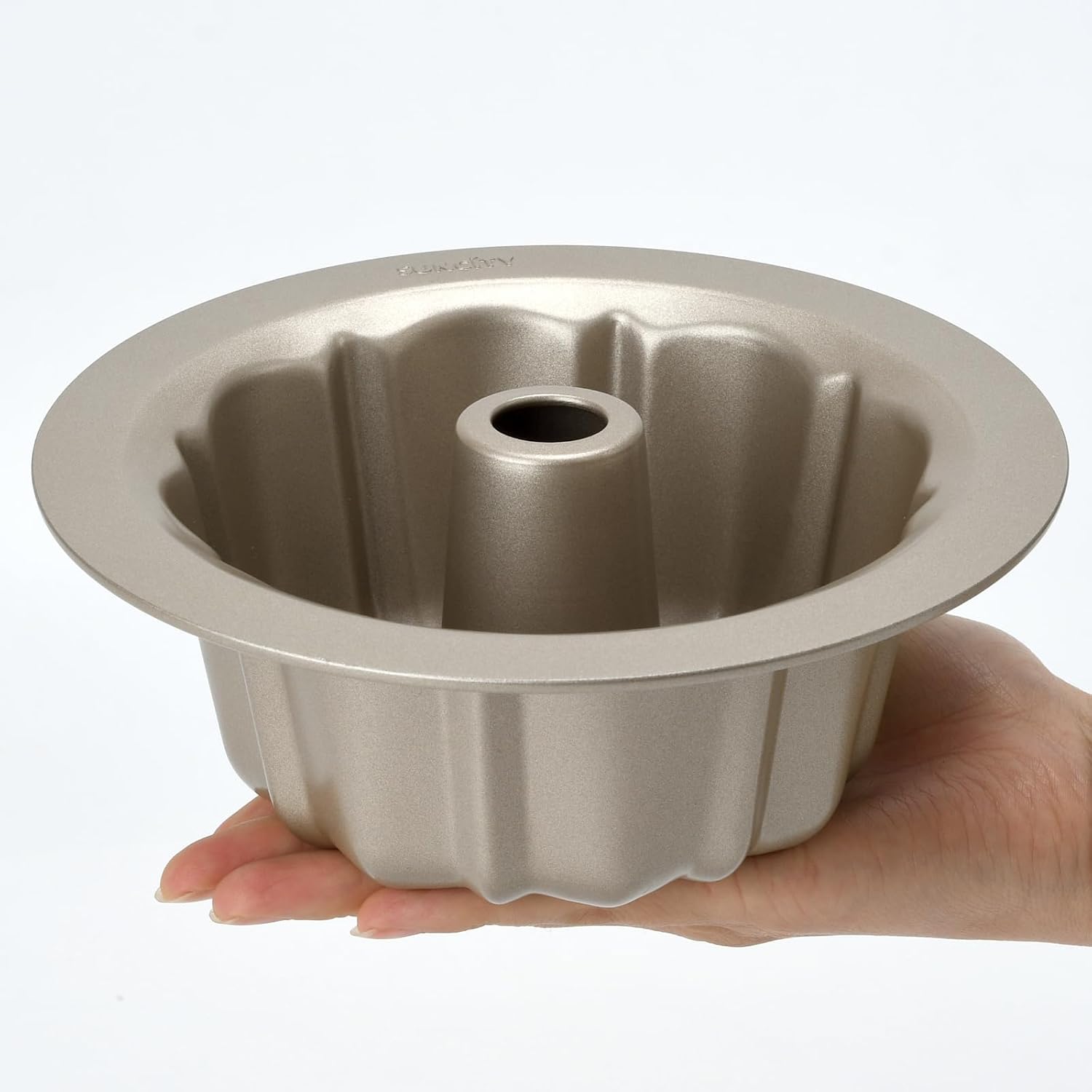 5 Inch Mini Cake Pan for Baking, Non-sticking Round Kugelhopf Mold Carbon Steel Small Fluted Kugelhopf Cake Pan Champagne Gold Baking Mold for Oven