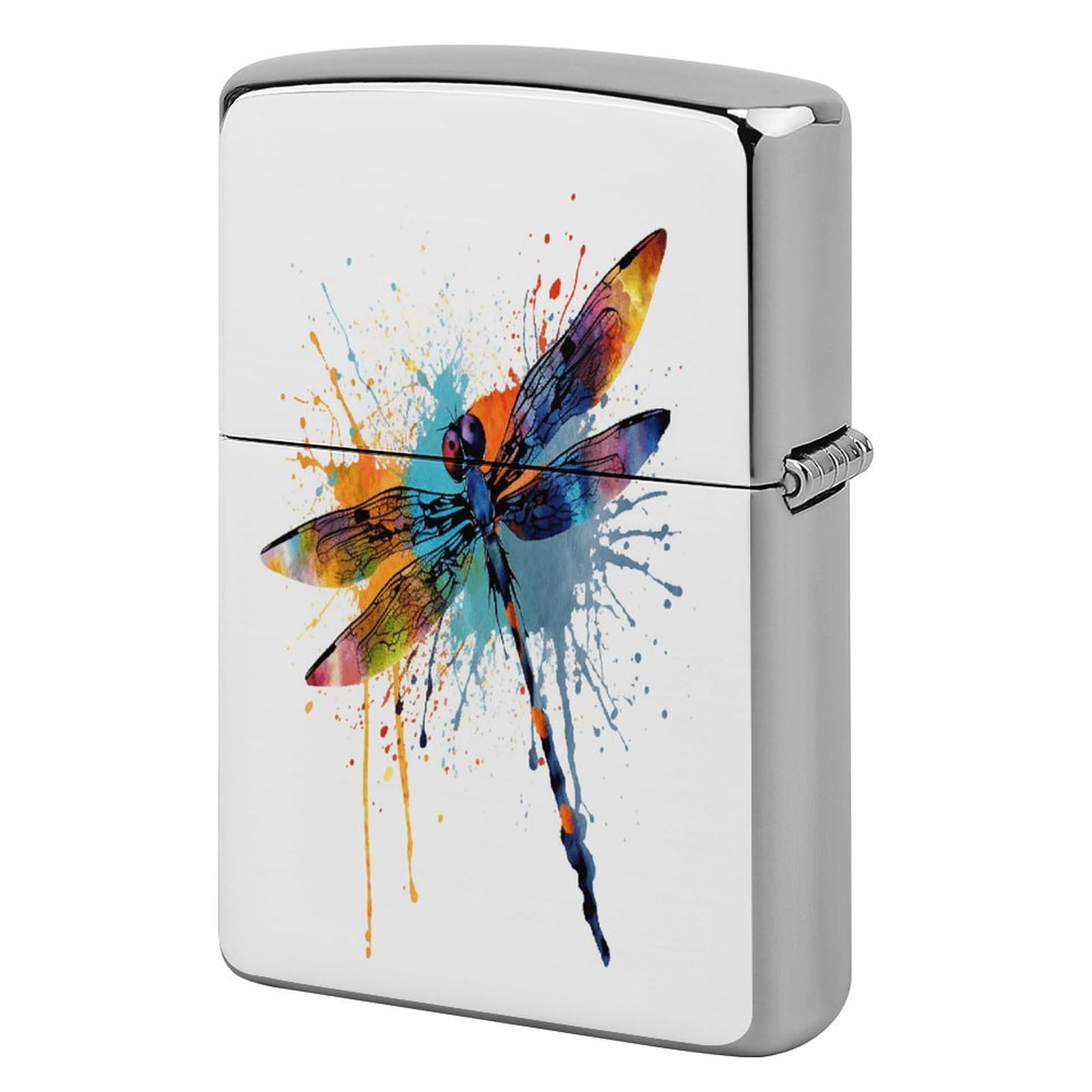 Fodpand Style Paint Splash Dragonfly Metal Lighter Case Cover Lighter Sleeve