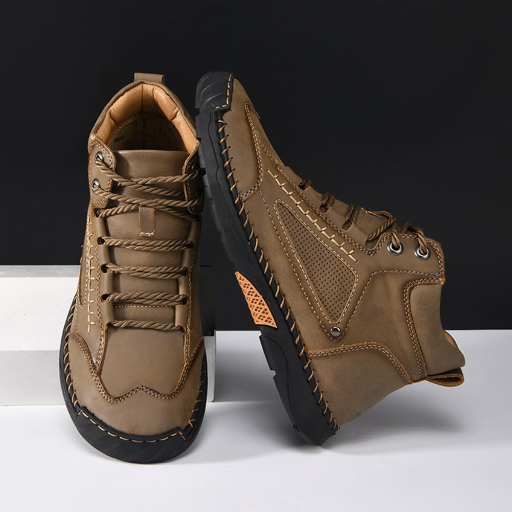 Men's Comfortable Handmade Leather Boots – Waterproof, Arch Support, Pressure Relief.