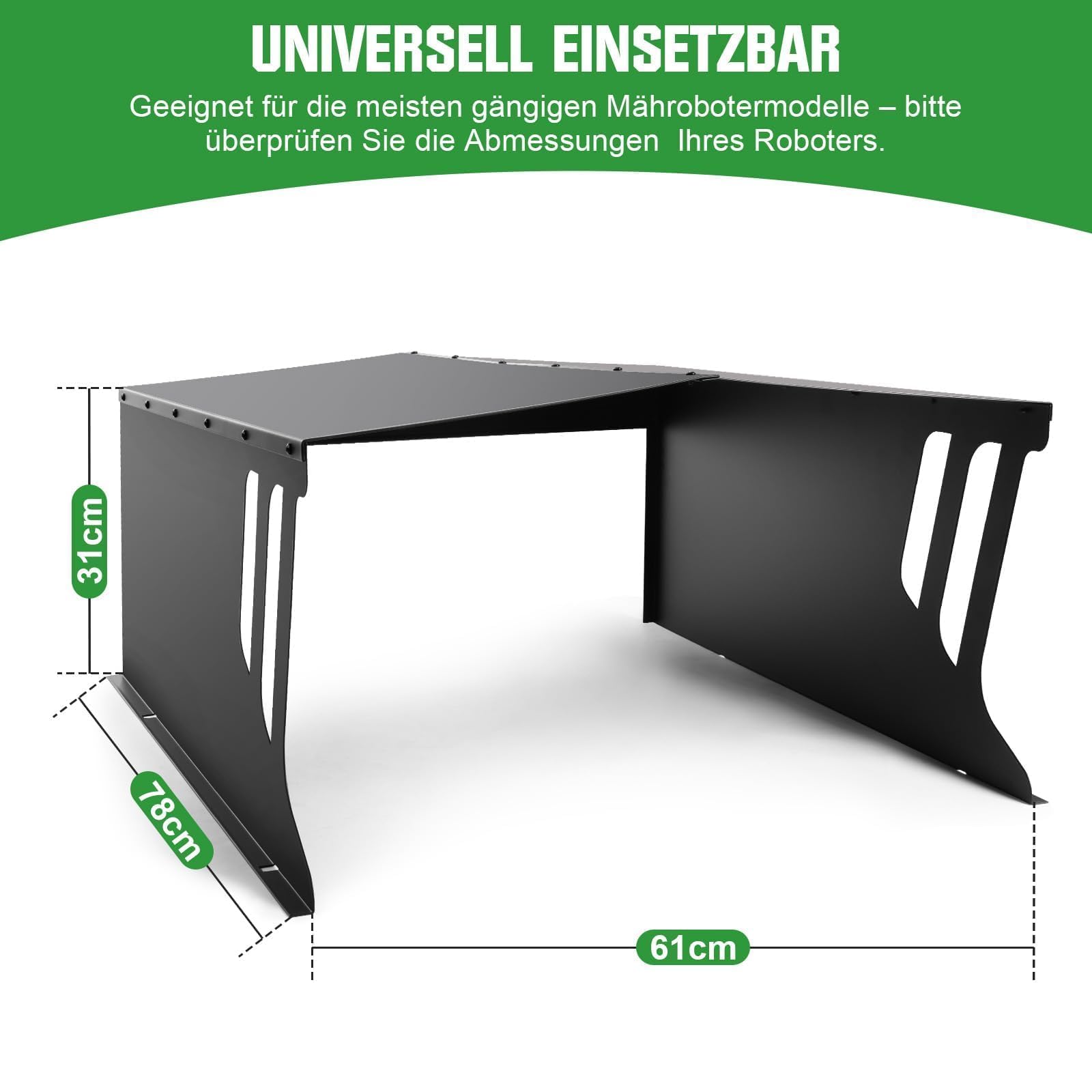 Stahl Mähroboter Garage Rasenroboter Dach Rasenmäher Garage, 78x61x31 cm | Schutz vor Sonnen Regen & Wind,Überdachung Dach Carport Unterstand, Rasenmäher Roboter Garage Rasenmäher Dach Mähroboter Dach
