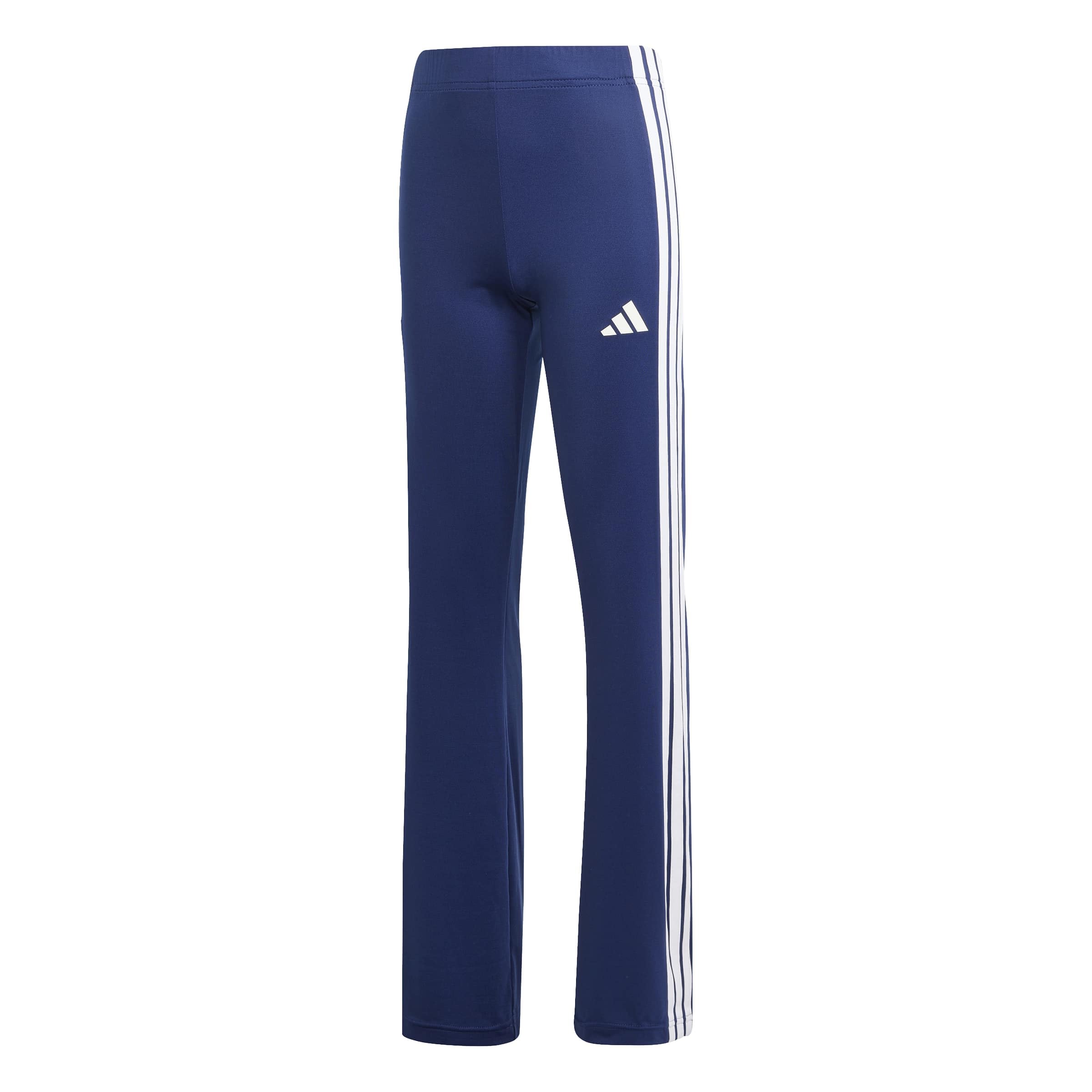 adidas Girl's Train Essentials 3-Stripes Flared Leggings Tights, dark blue/white, 7-8 Years