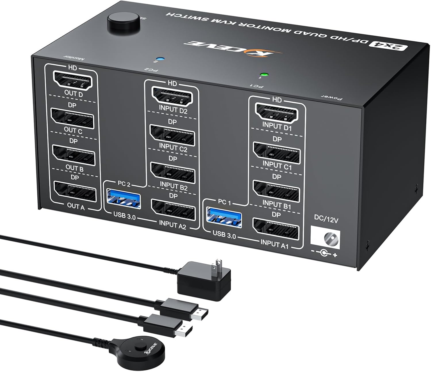 HDMI/DP 4 Monitors 2 Computers KVM Switch, Reyoten Quad Monitor KVM 8K@60Hz