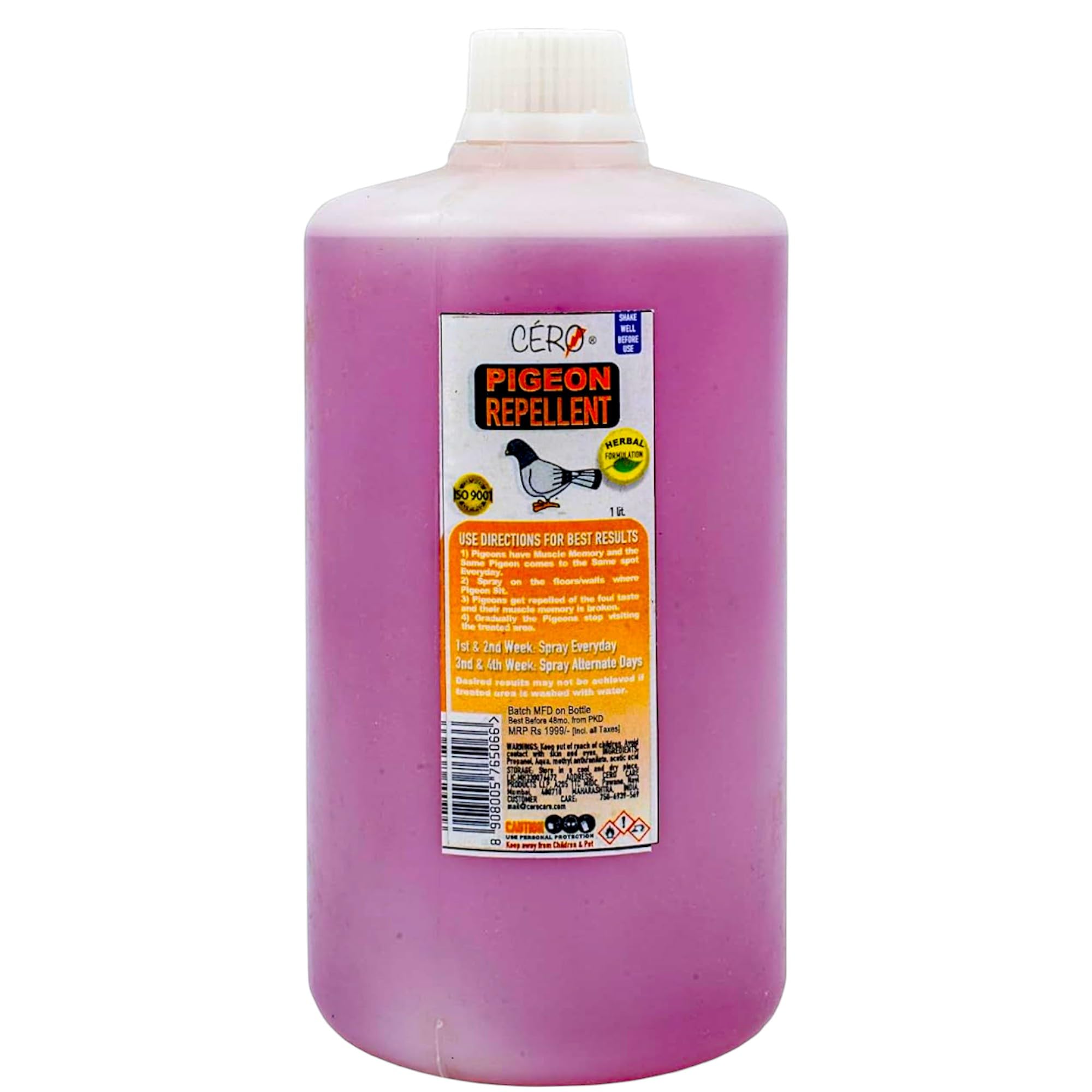 CERO New Herbal Pigeon Repellent for Balcony, Yard, Roof, Repel and Repulse, Unique Water Based Formulation, Better Than Anti Pigeon Spikes, Spray on Floor and Wall Where Bird Sit- 1Ltr-image-41