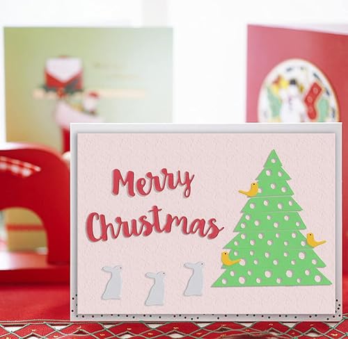 Miniatura 5 de Troqueles de corte de árbol de Navidad para hacer tarjetas y decoraciones de álbumes de fotos, palabras de Feliz Navidad, troqueles en relieve para