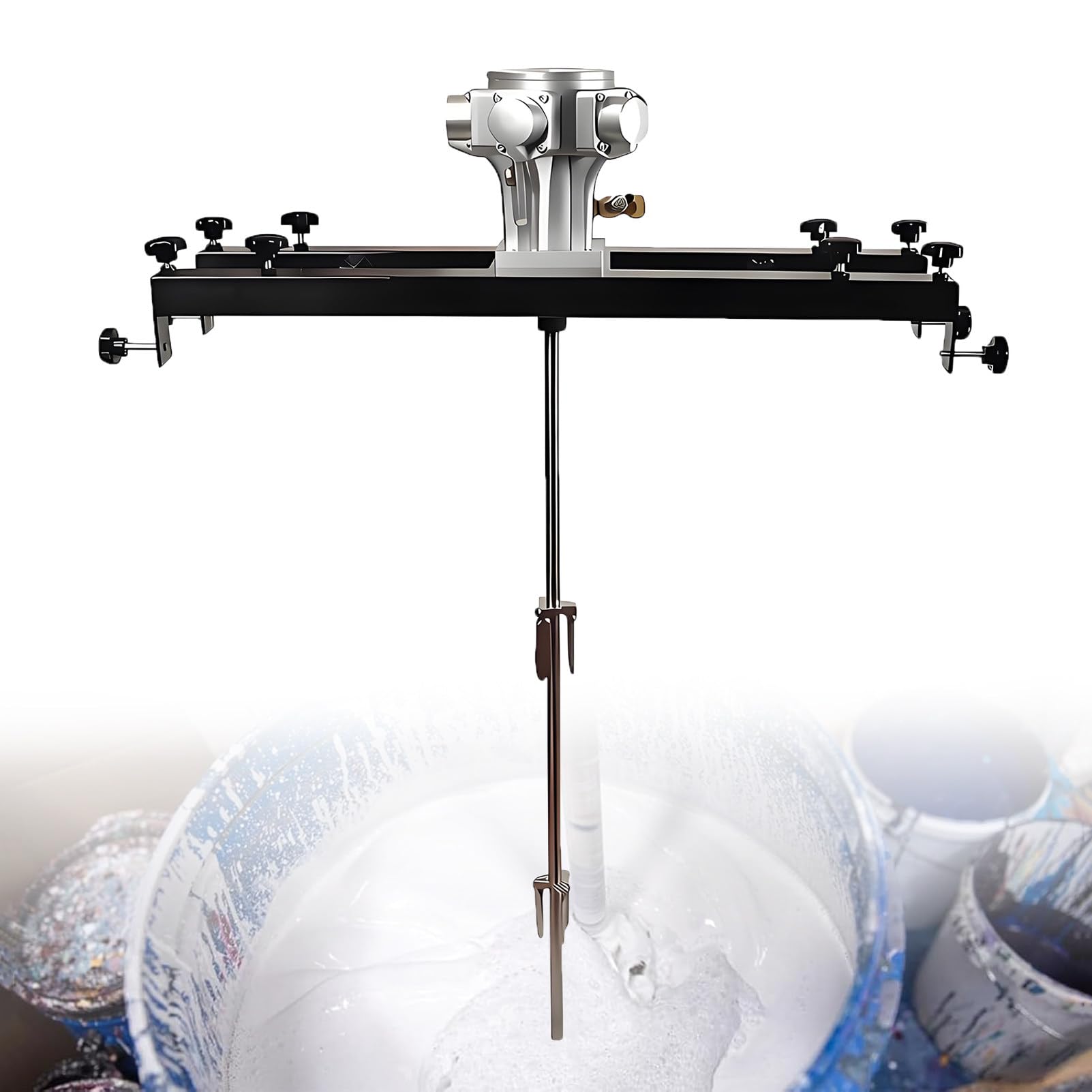Epygnom Multicolor Ibc Tote Mixer Agitator, 265 Gallon Pneumatic Paint Mixer With Folding Propeller And Telescopic Frame, Tank Mixer Machine For Ink Resin Adhesive Che-Mical Dissolution 1Hp-Large5cylinder
