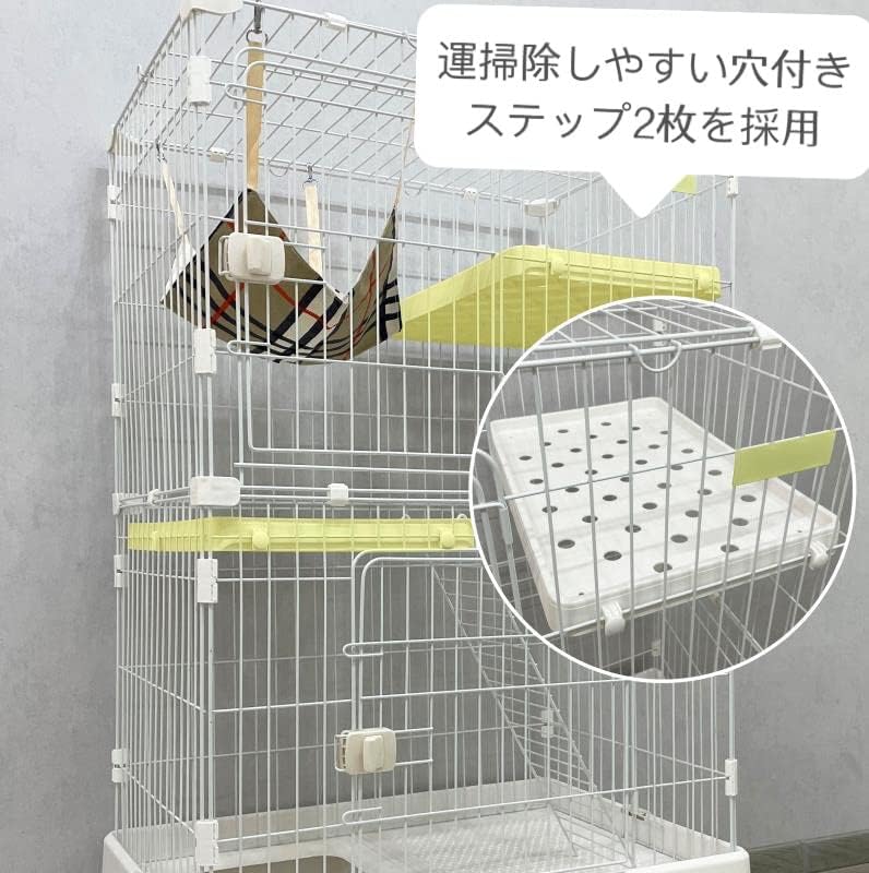 TAPA 猫 ケージ キャットケージ ドアロック付き キャスター付 3段