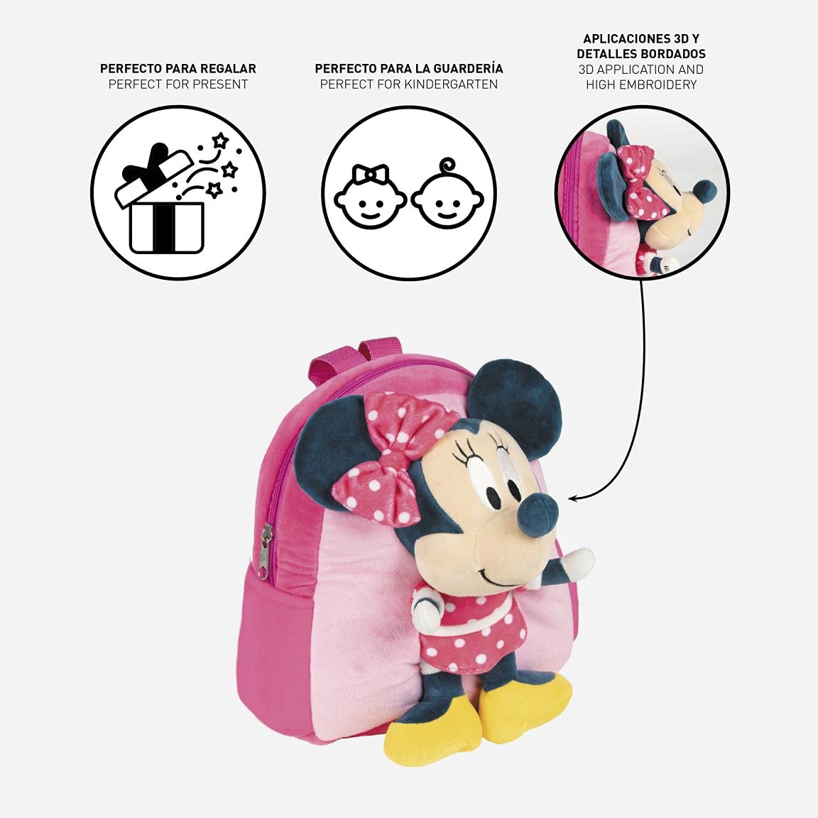 MINNIE MOUSE Cerdá Mochila guarderia con peluche, Talla única