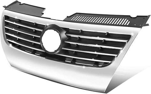 Miniatura 1 de Agujeros emblema de 5.906 in VW1200142 Conjunto de parrilla frontal estilo fábrica con carcasa e inserto compatible con VW Passat 2006-2010, cromo