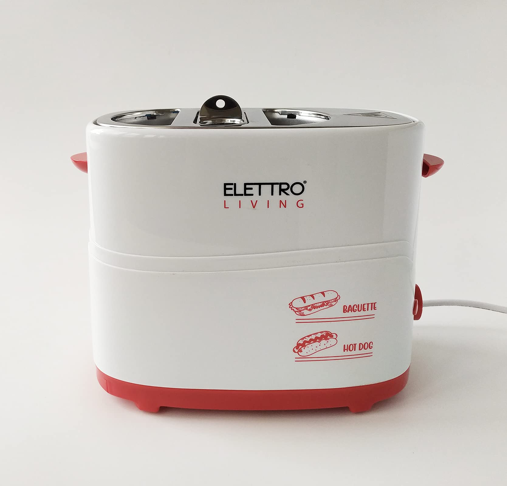 Poldo Elettroliving, Macchina per baguette e hot dog con Alloggio Wurstel e Pane, cassetto raccogli briciole e piedini antiscivolo, ideale per regali, feste e party