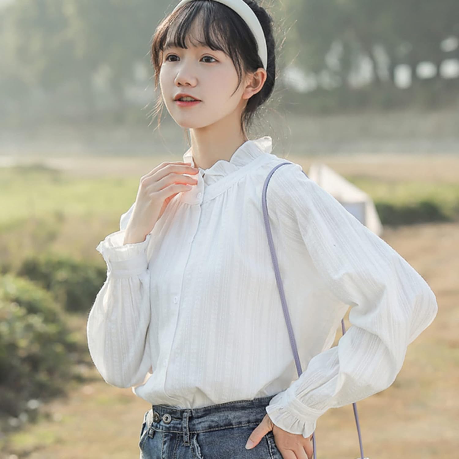 ドゥロワー フリル付き　長袖ブラウス ドゥロワー フリル付き 長袖ブラウス Drawer（シャツ/ブラウス