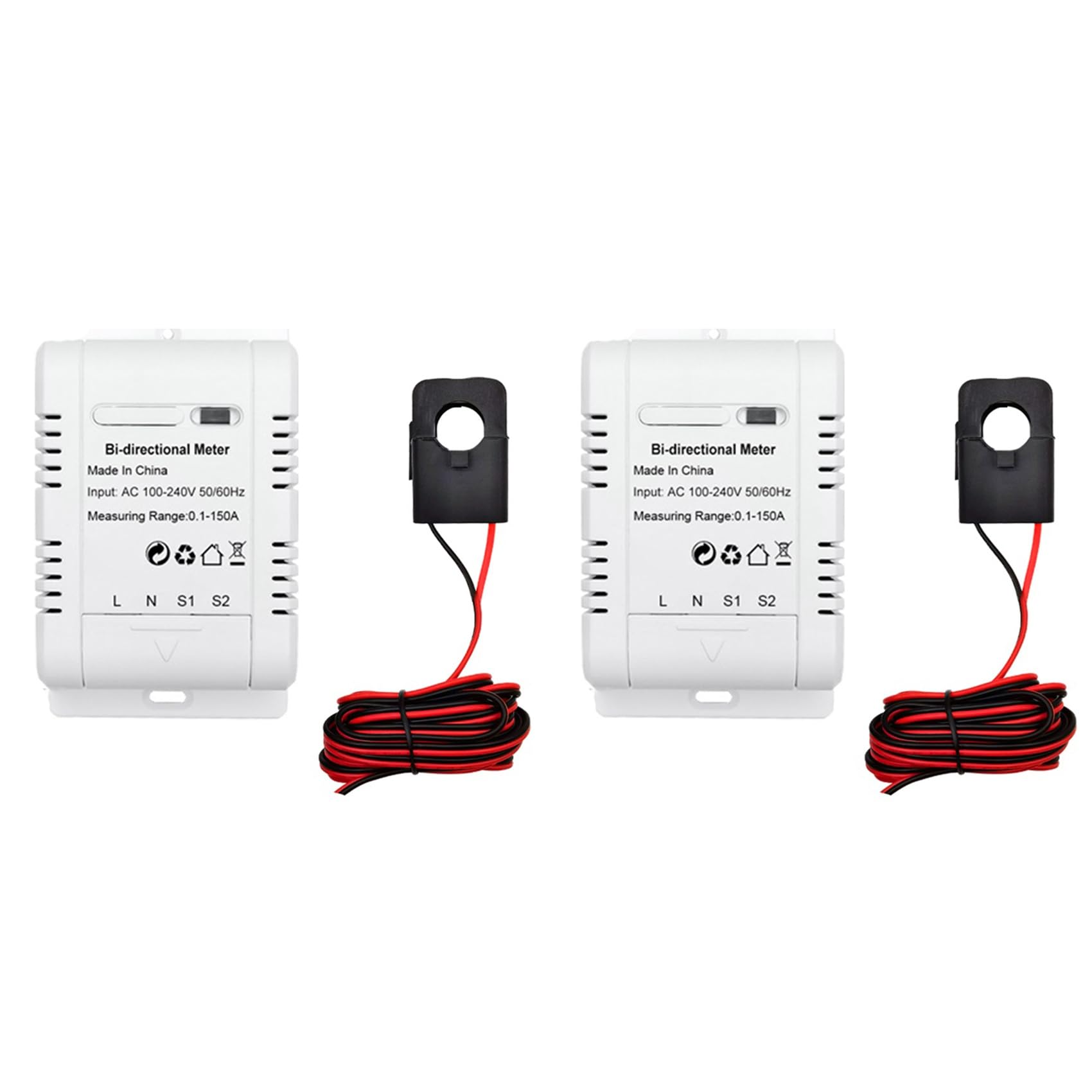 2X Tuya Solar PV Dwukierunkowy Licznik Energii WiFi z CT 150A Dwukierunkowy Cęgowy Czujnik Prądu Transformator Aplikacja Monitorowanie