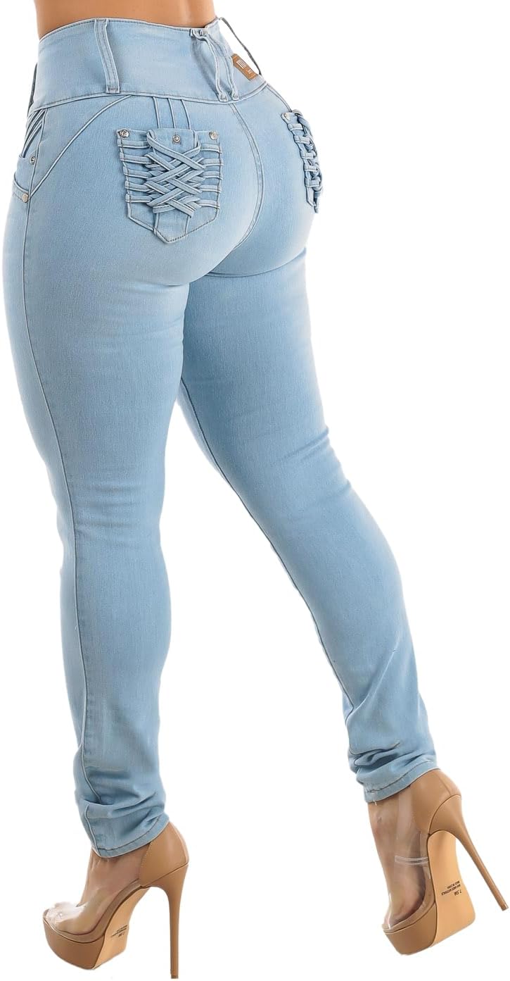 Moda Xpress High Waisted Butt Lifting Jeans for Women - Colombian Design Jeans Levanta Cola