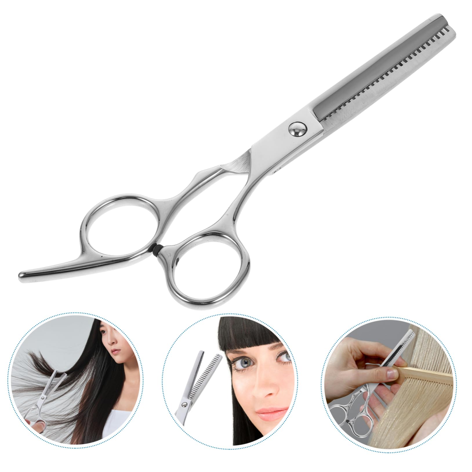 PLAFOPE Tijeras de Peluquería para Cortar Pelo, Metal Plata, Dentado 10%, Uso Doméstico y Salón, No se Atascan Oxidan