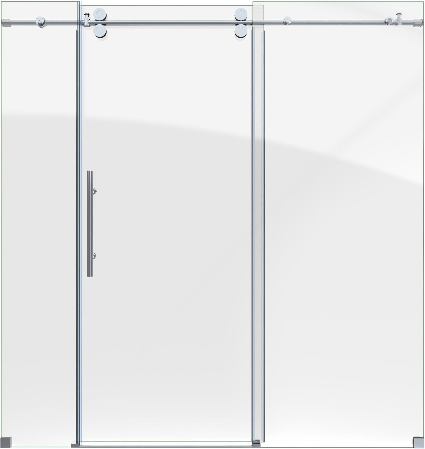 DreamLine Enigma-XO 68-72 in. W x 76 in. H Fully Frameless Sliding Shower Door in Polished Stainless Steel, SHDR-61727620-08