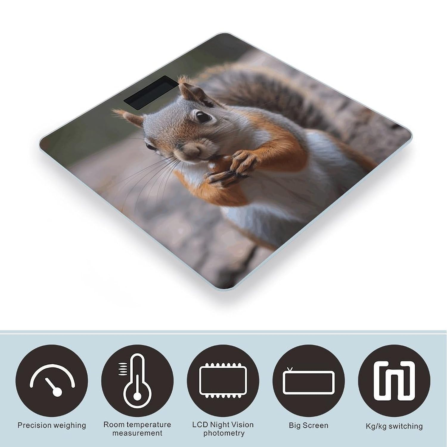 Cute Squirrel Bathroom Scale Weight Scale for Body Weight,Highly Accurate Digital Weighing Machine Clear LED Display Digital Bathroom Body Scale 400lb/182kg