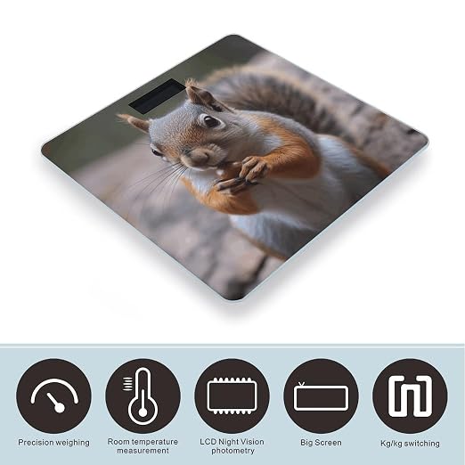 Báscula de baño digital Cute Squirrel, vidrio templado miniatura 3