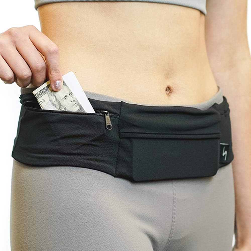 3 Pocket Adjustable Running Belt Waist Pack, Fanny Pack For Working Out With Sweat Resistant Backing, Holds All iPhone Models - Image 2