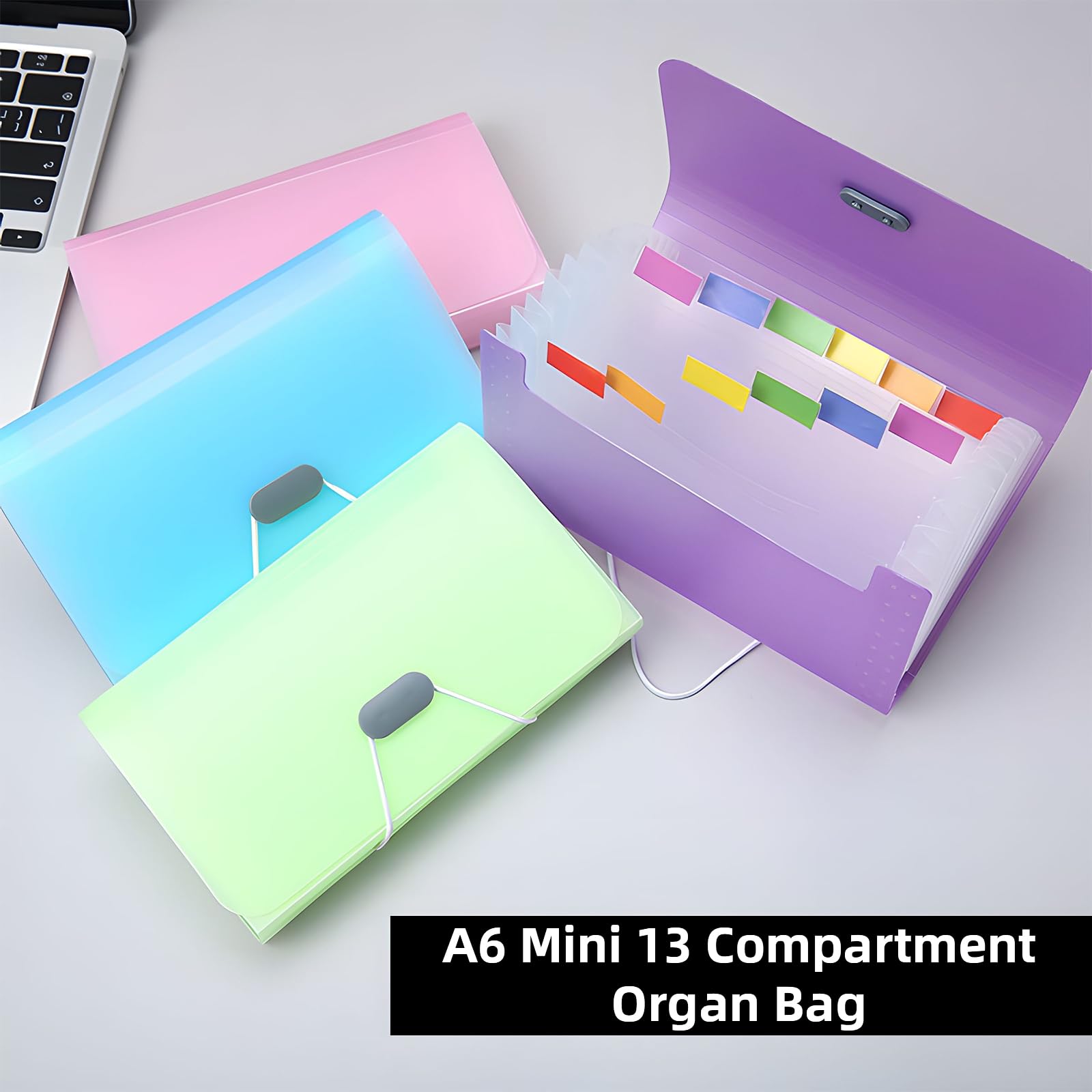 4pcs Expanding File Folder,A6 Size Portable Accordion Folder with 13 Pockets Flash Card Holder Mini Ticket File Organiser for Cards Bills Coupons Receipt - Image 4