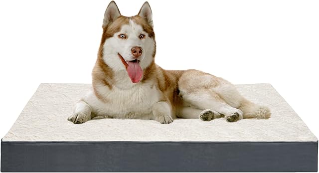 Dohump Dog Bed for Large Dogs, Orthopedic Foam Mattress and Pillow Mat for Dog Crate, Waterproof, Soft, Washable Removable Cover (91cm x 69cm x 8cm, Grey)