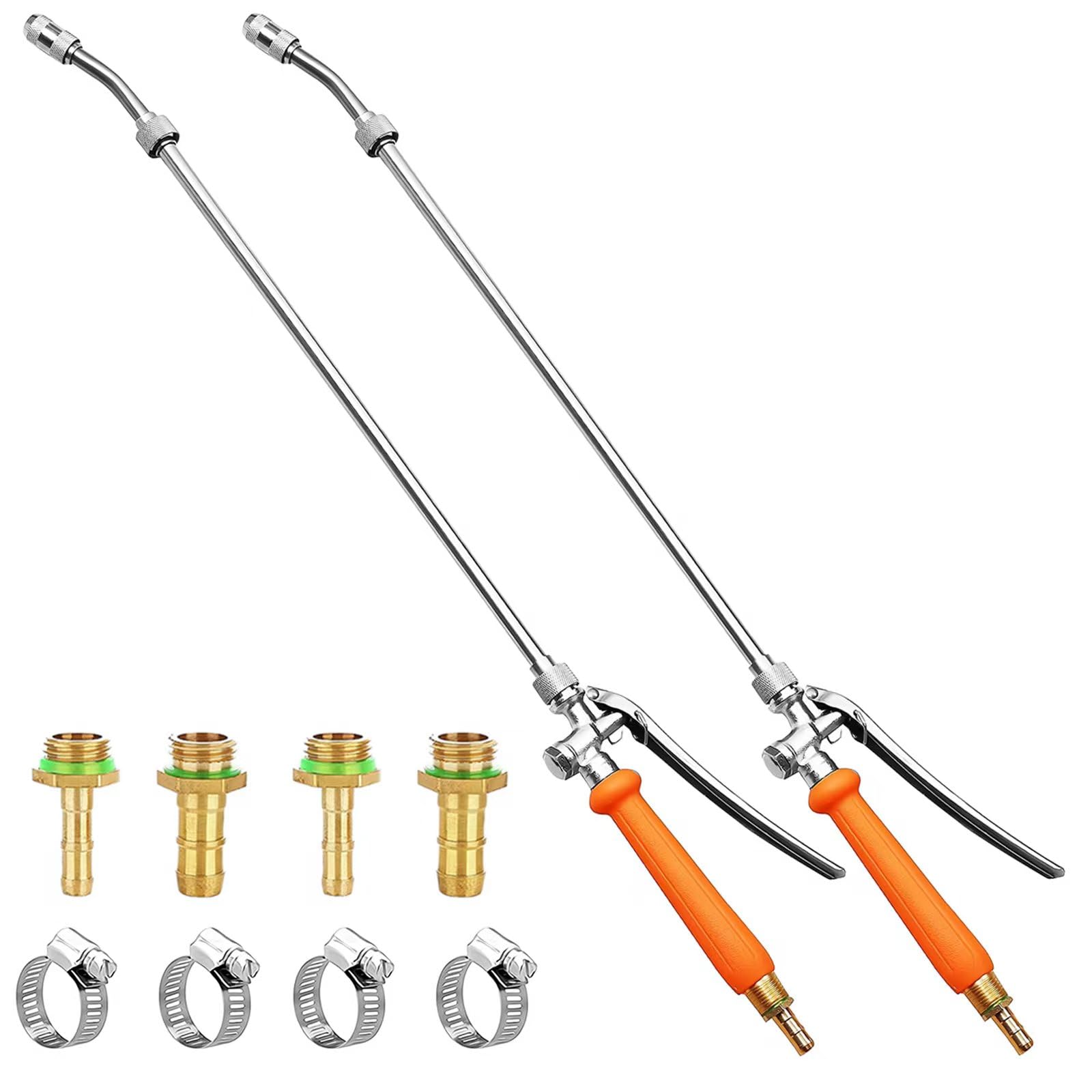 All Metal 29 Inches Sprayer Wand,1/4" & 3/8" Brass Barb Sprayer Wand Replacement, Stainless Steel Sprayer Wand with Shut off Valve & 2 Hose Clamps (2)