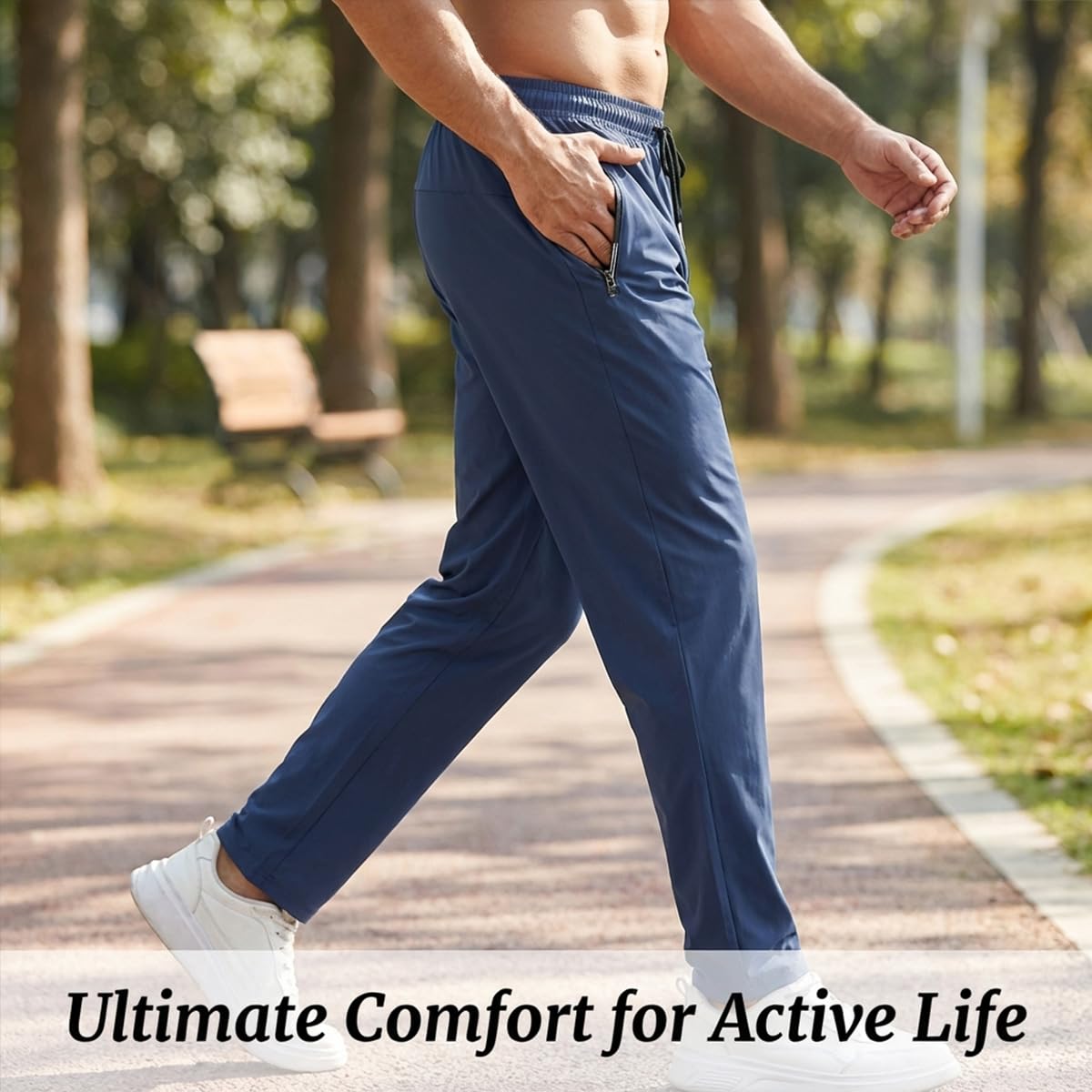 Pantalones deportivos para hombre con bolsillos con cremallera, para entrenamiento, gimnasio, correr — view 5
