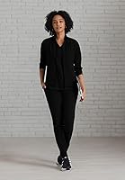 Vista 8 de BARCO ONE - Chamarra quirúrgica duradera de licra elástica 360 para mujer, con 2 bolsillos con cremallera y cuello alto falso