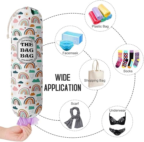 Miniatura 5 de Bolsa de comestibles, organizador de bolsas de comestibles con patrón de arco iris, organizador para bolsas de compras, bolsas de plástico de