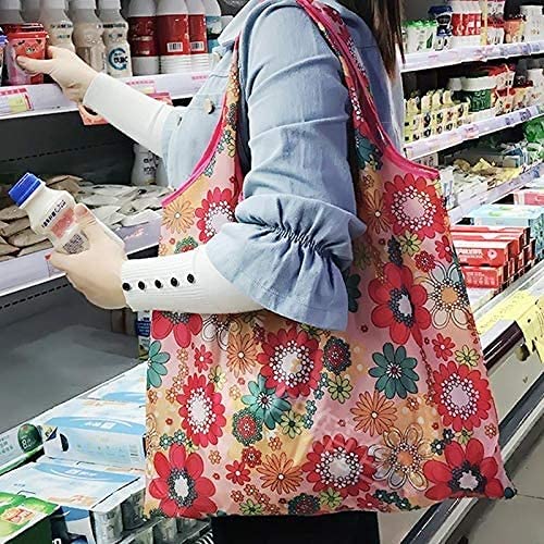 JQKA Pratici sacchetti per la spesa riutilizzabili borsa quadrata floreale pieghevole borsa per la spesa ambientale grande panno Oxford pesante 210D solido - Image 6
