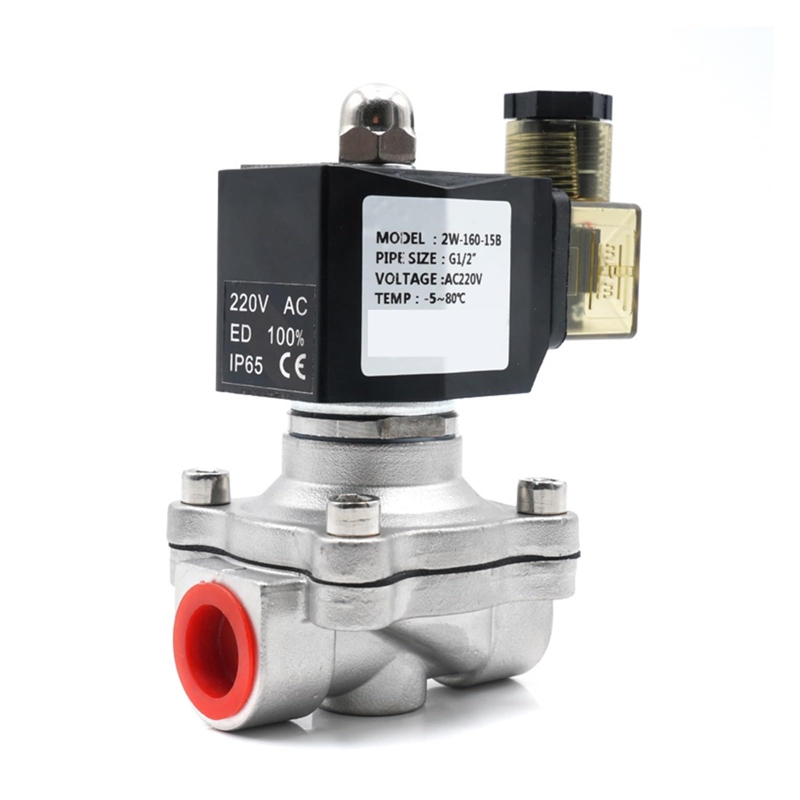 AC 24V DC12V 24V, normalerweise geschlossen, Magnetventil, 304 Edelstahl, Wasserventile Hervorragende Abdichtung(1/2",DC24V)