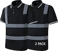 Vista 7 de Paquete de 2 polos de seguridad naranja con reflejo retro, camisa de manga corta para trabajos de construcción de alta visibilidad, ANSI/ISEA