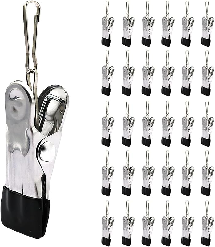 30PCS Small Clothes Pin with Hook for Easy Hanging | Rust-Free, Easy Holding, Multi-Functional, Rubber Covered Tip, Lightweight & Durable