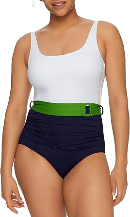 Anne Cole Trim Belted Scoop Neck One-Piece