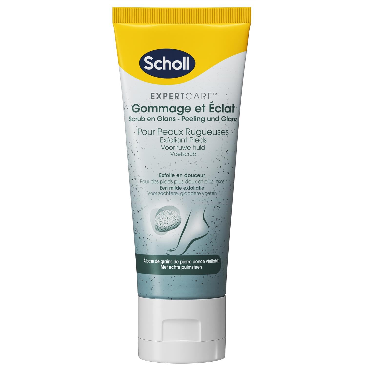 SCHOLL 3 cremas exfoliantes y brillo base pómez pies volcánicos – 75 ml