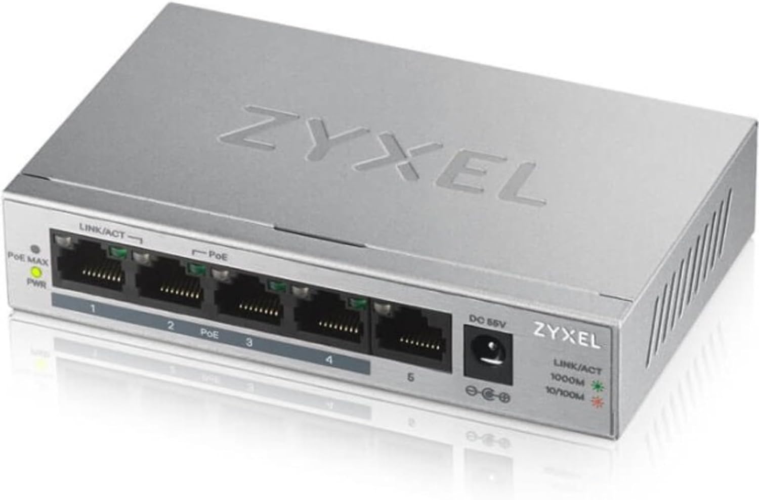 Zyxel 5 Port Network Ethernet Switch | Unmanaged Gigabit PoE+ | GS1005HP