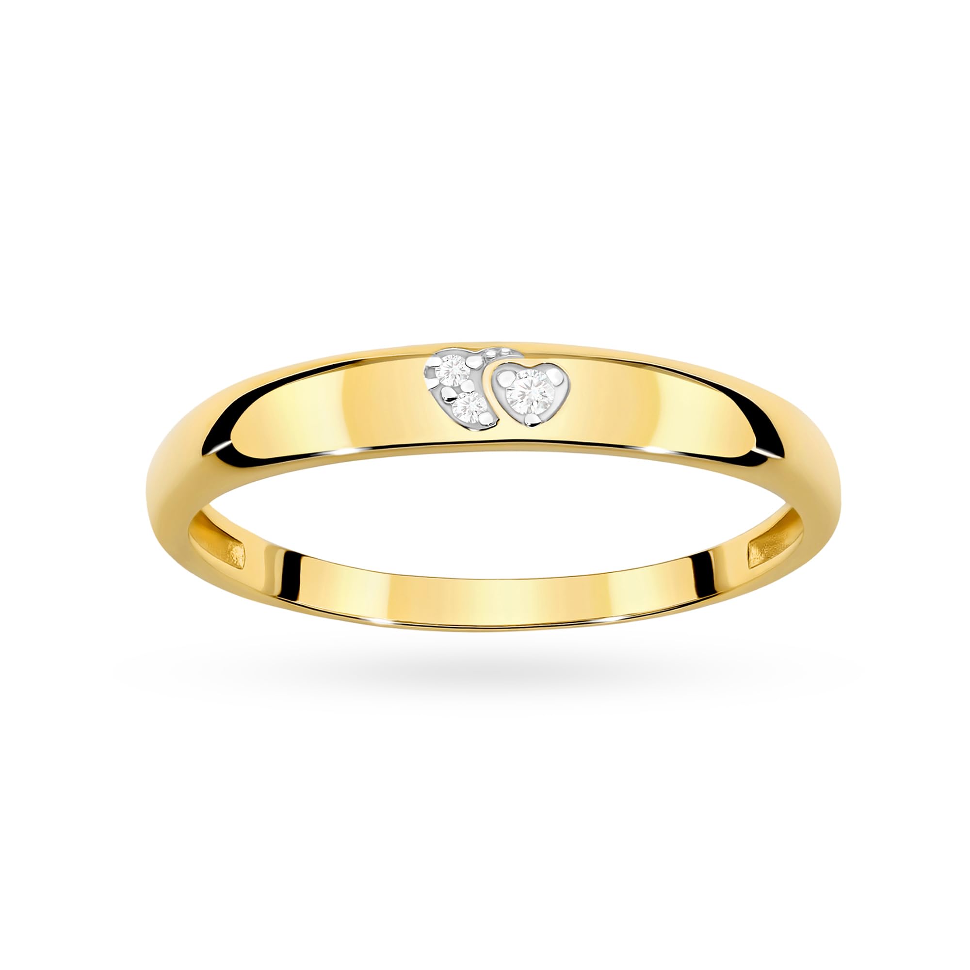 MARKO Goldring 333 Gelbgold mit Zirkonia – Doppel-Herz Motiv – Damenring als Verlobungsring oder Geschenk - 8 karat Gold