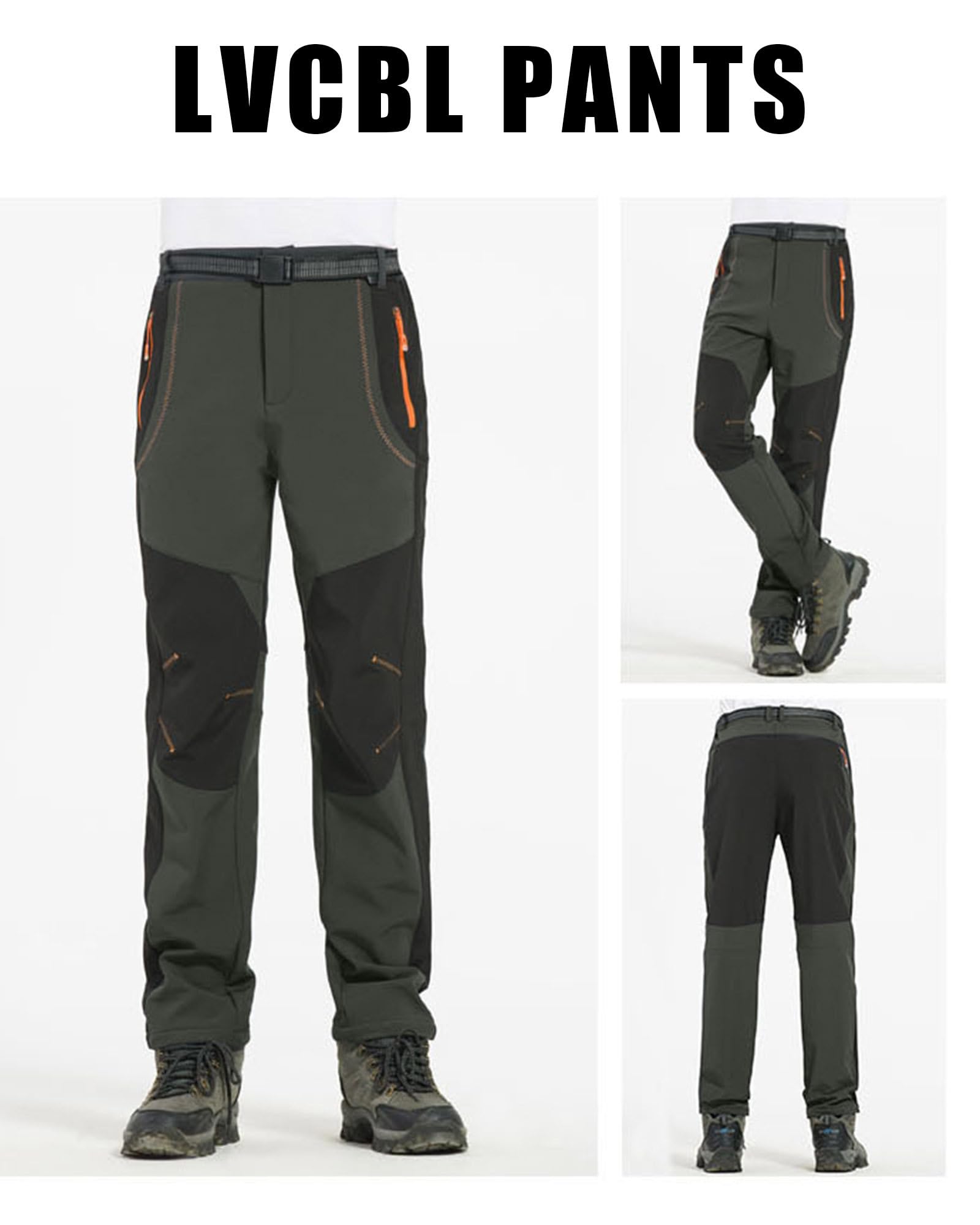 LVCBL Pantalones de senderismo para hombre, impermeables, cortavientos, ligeros, softshell, tallas S-2XL