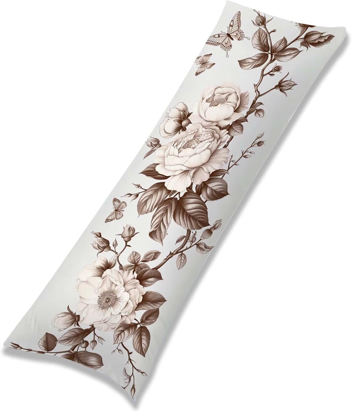 Fodera Cuscino 55 x 160 cm, Retro-3 Velluto Copricuscini Letto, | con Invisibile Cerniera, Morbida e Traspirante, per biancheria da letto, divano, hotel, chi dorme sul fianco Fiore-2 j-171