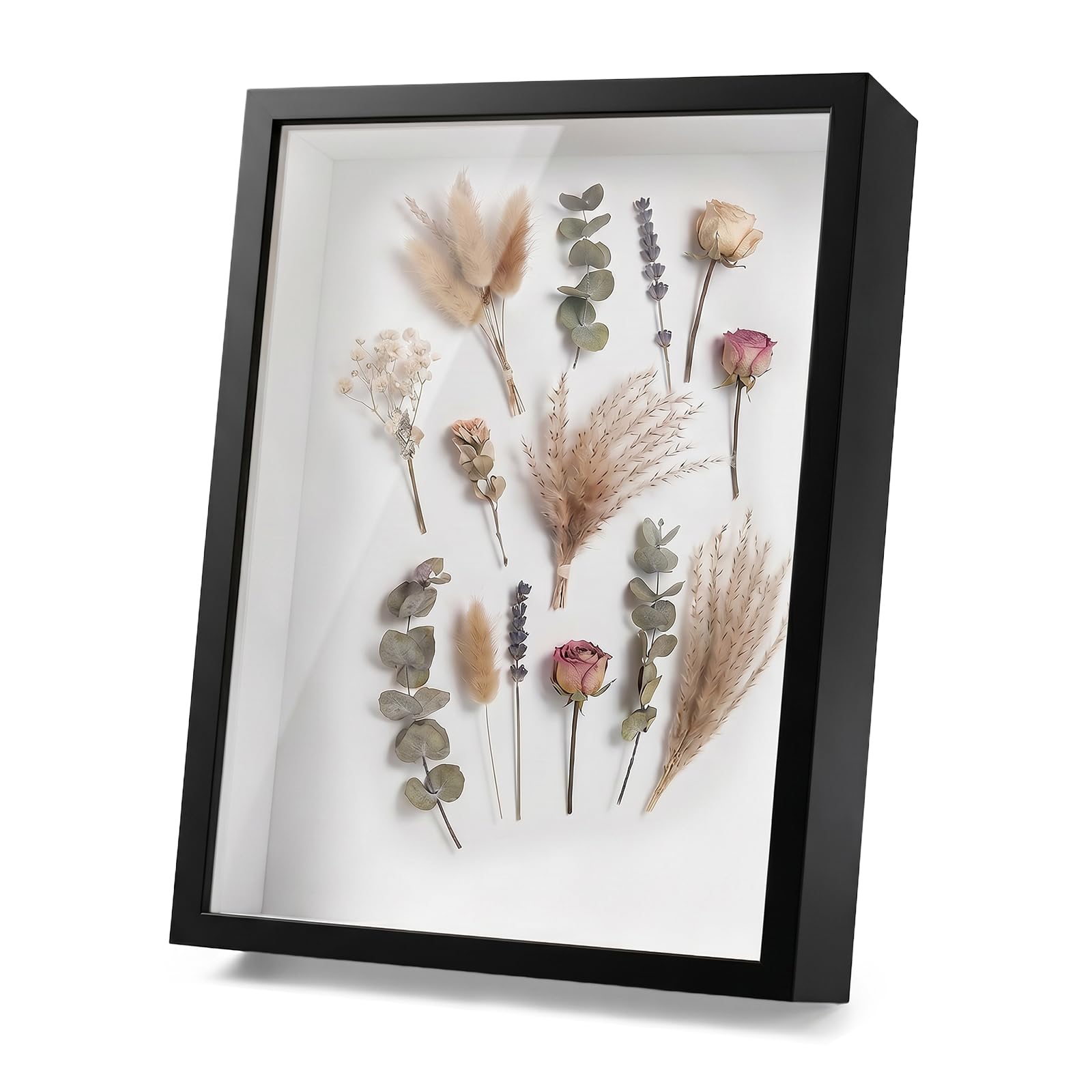 3D Shadow Box Frame, Deep Picture Frames Box Display Wooden Deep Boxes Frames 30×40cm 3D Picture Frame for Crafts Memorabilia Flower Tickets Medal (Black)