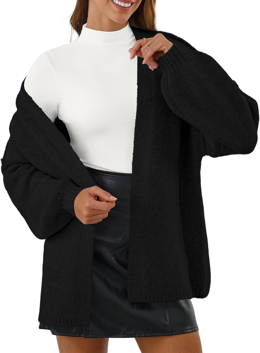 GKBK Womens Oversized Cardigan Sweaters 2026 Fall Fashion Open Front Cardigans Long Lantern Sleeve Casual Sweater Coats image 5
