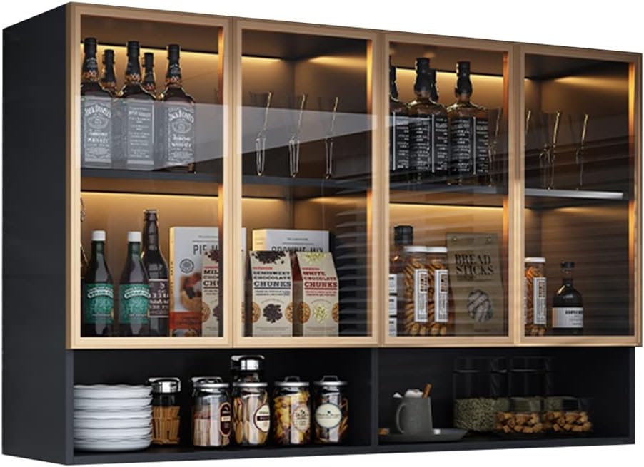 Wall Cabinet with Doors, Kitchen Wall Cabinets Storage, Wall Mounted Kitchen Cabinets with Doors and Shelves, Bathroom Wall Cabinets for Storage, Organizer for Kitchen, Laundry, Garage,A-120*30*80