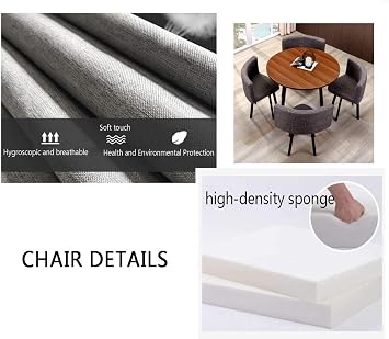 Office Table and Chair Set Conference Coffee Table 90cm Leisure Table and Chair Set Modern Home Living Room Balcony Wood Round Table Creative Lounge Cafe Break Room Office Business (Color : Grey) (