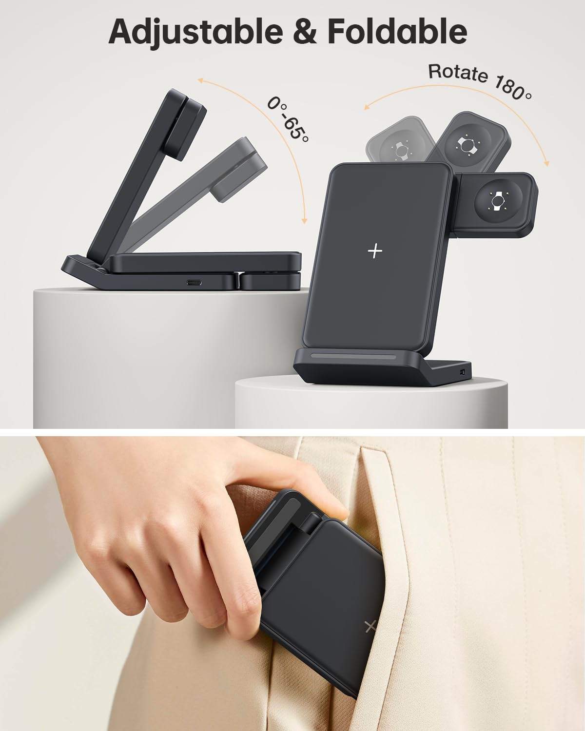 Google Pixel 10 Pro & Pixel Watch 3 セット Amazon.com: 3 in 1 Foldable Wireless Charger for Google