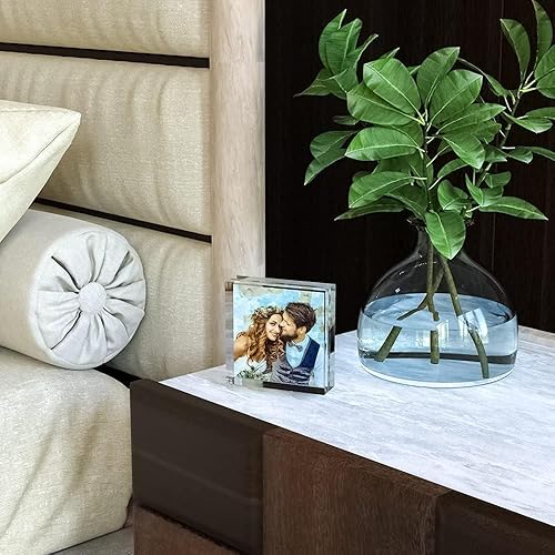 Miniatura 2 de HELPLEX Marco acrílico, paquete de 5 marcos acrílicos de 4 x 4, marco transparente de 0.78 pulgadas más grueso, marco magnético de doble cara,