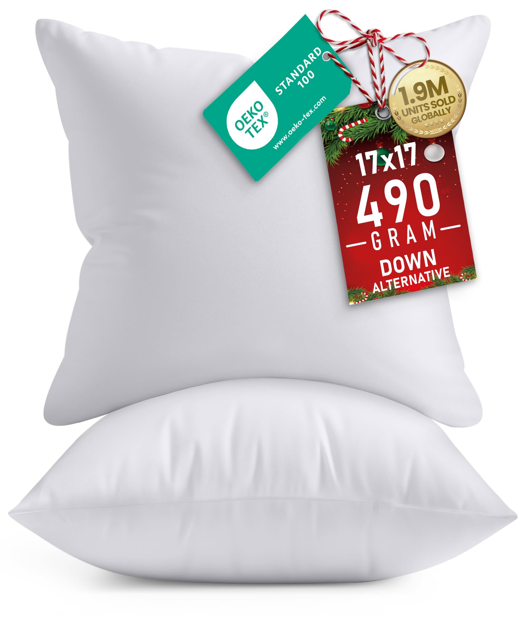 Utopia Bedding Throw Pillows Insert (Pack of 2, White) - 17 x 17 Inches Bed and Couch Pillows - Indoor Decorative Pillows